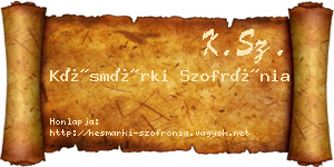 Késmárki Szofrónia névjegykártya